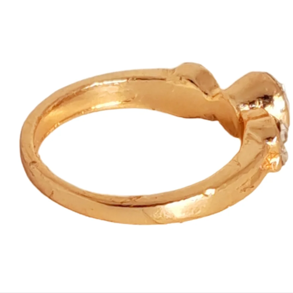 Rose Gold Tone Ring with 3 Rhinestones